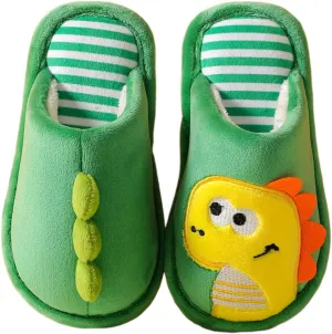 5-13Y Girls Boys Home Slippers Warm Dinosaur House Slippers Slip On Kids Comfort Cute Plush Winter Shoes