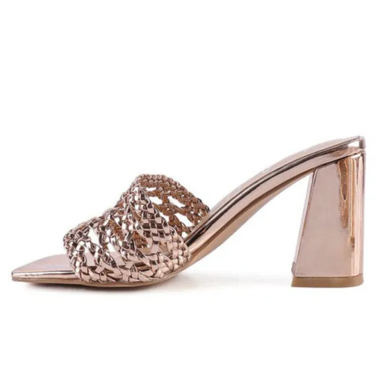 ADORBS BRAIDED STRAPS SLIDER SANDALS