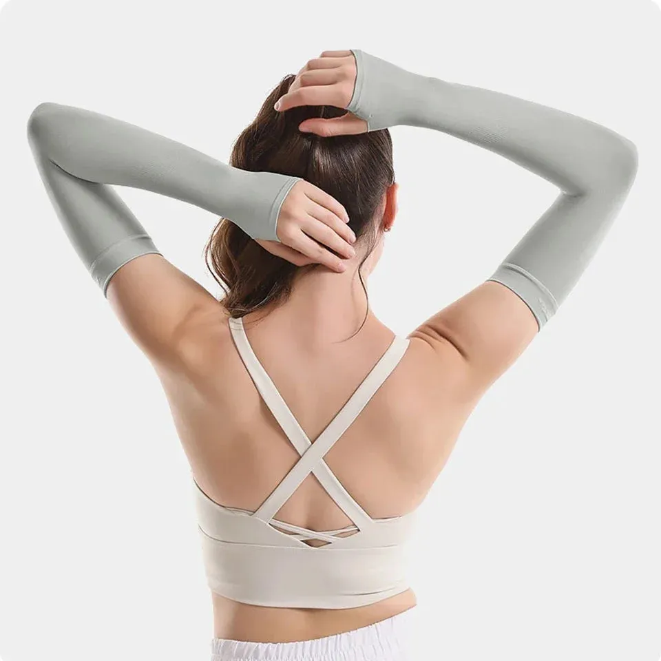 Anti Uv Cycling Arm Sleeves Ice Fabric Sun Protection For Running & Outdoor Sports