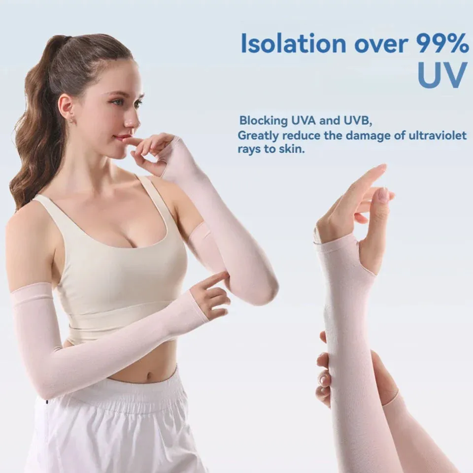 Anti Uv Cycling Arm Sleeves Ice Fabric Sun Protection For Running & Outdoor Sports