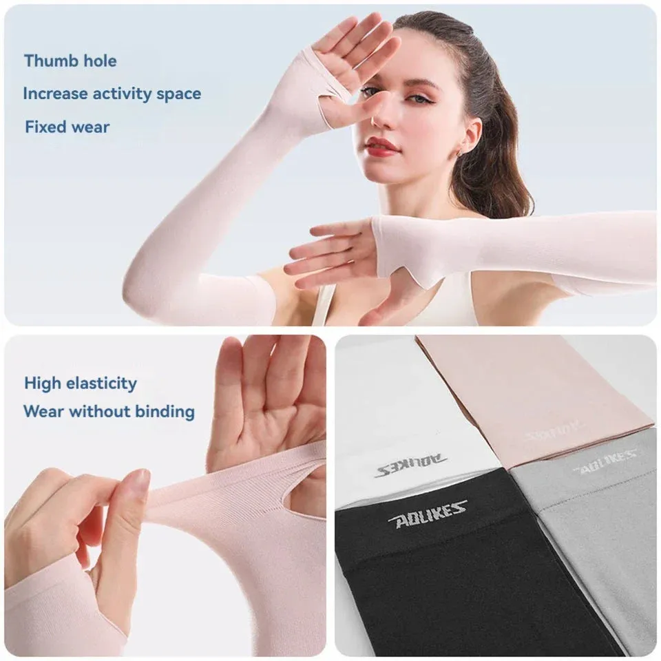 Anti Uv Cycling Arm Sleeves Ice Fabric Sun Protection For Running & Outdoor Sports