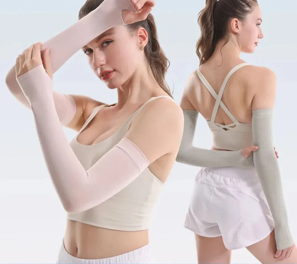 Anti Uv Cycling Arm Sleeves Ice Fabric Sun Protection For Running & Outdoor Sports