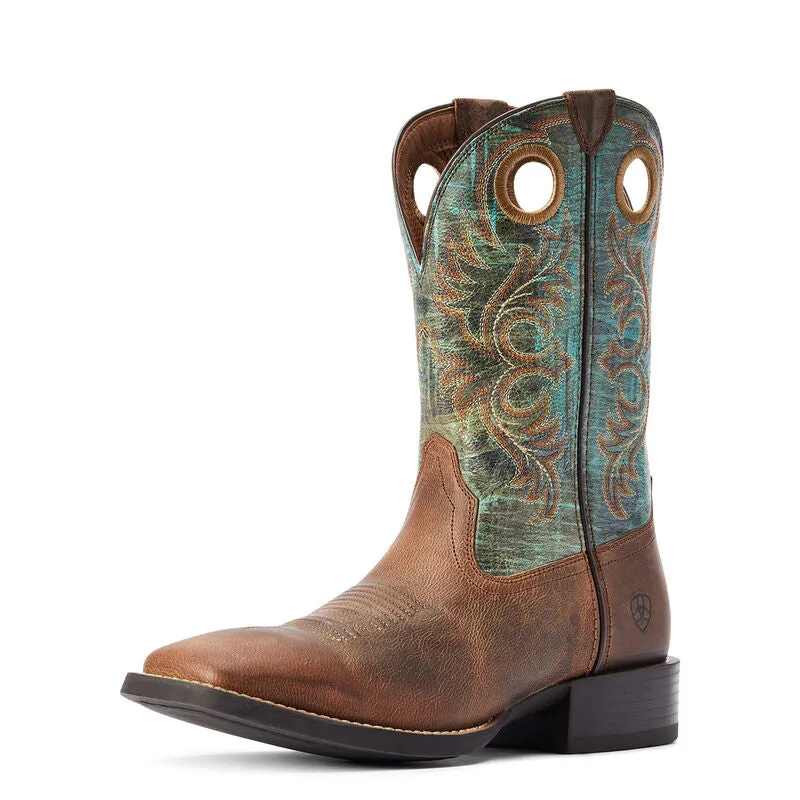 ARIAT MEN’S SPORT RODEO WESTERN BOOTS | Loco Brown/Roaring Turquoise