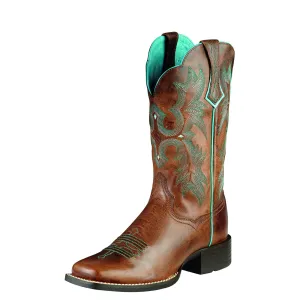 Ariat Women's Brown Tombstone Broad Square Toe Western Boots