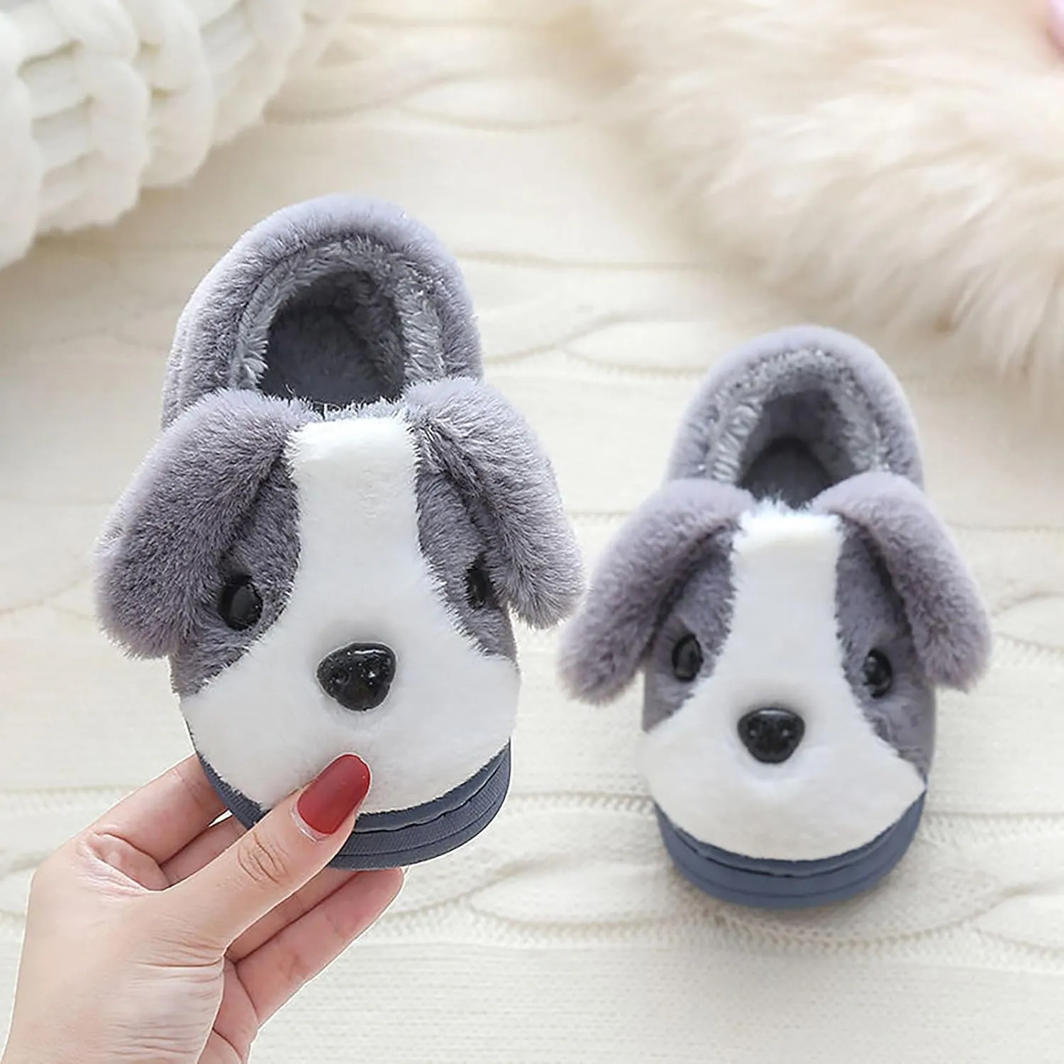 Baby Girls Premium Soft Plush Slippers Cartoon Warm Winter House Shoes Toddler Suede Warm Dog House Slippers