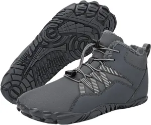 Barefoot Hiking Shoes Women Men Winter Warm Wide Toe Box Snow Boots Minimalist Zero Drop Outdoor Shoe Non Slip Soft Sole Sneakers Comfort Outdoor Ankle Booties Five Finger Sneakers Hike Walking Shoes