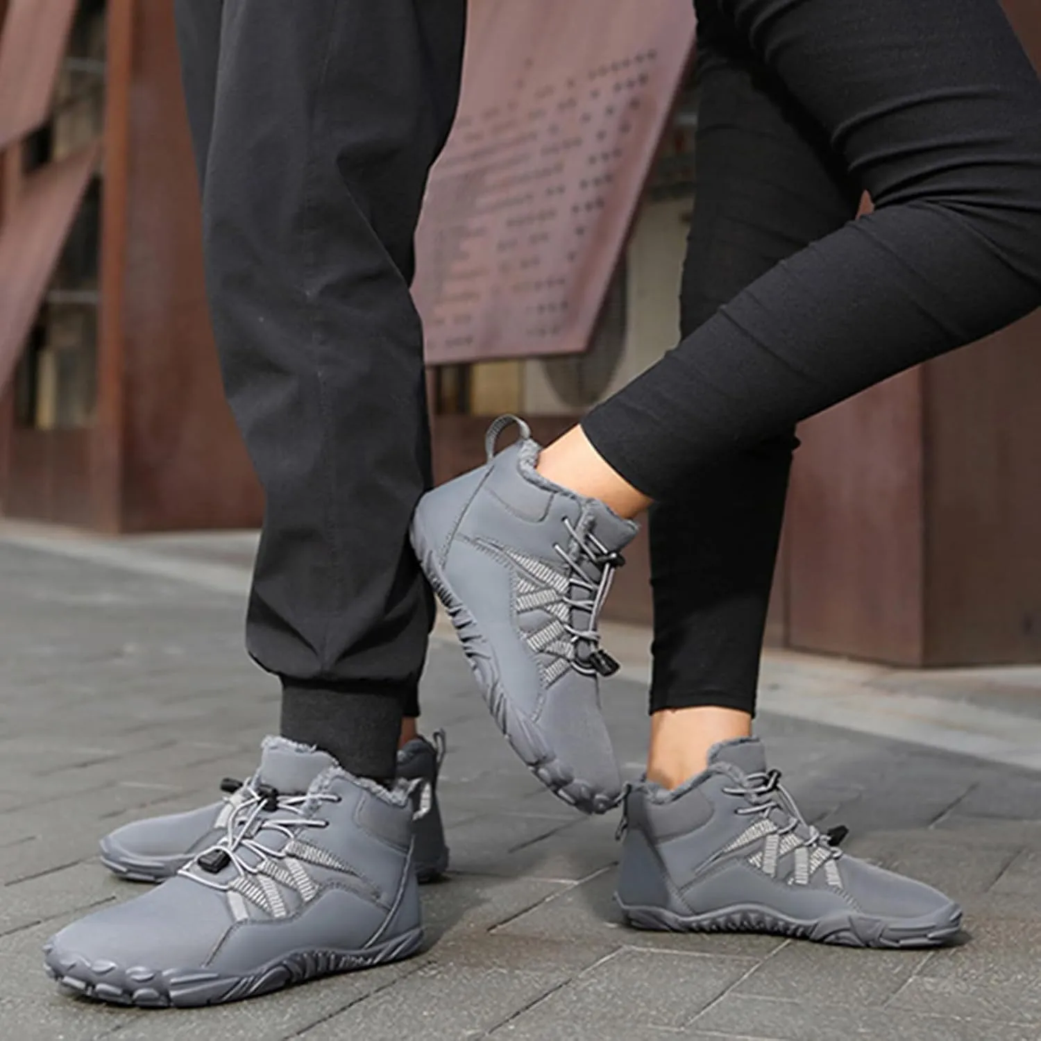 Barefoot Hiking Shoes Women Men Winter Warm Wide Toe Box Snow Boots Minimalist Zero Drop Outdoor Shoe Non Slip Soft Sole Sneakers Comfort Outdoor Ankle Booties Five Finger Sneakers Hike Walking Shoes
