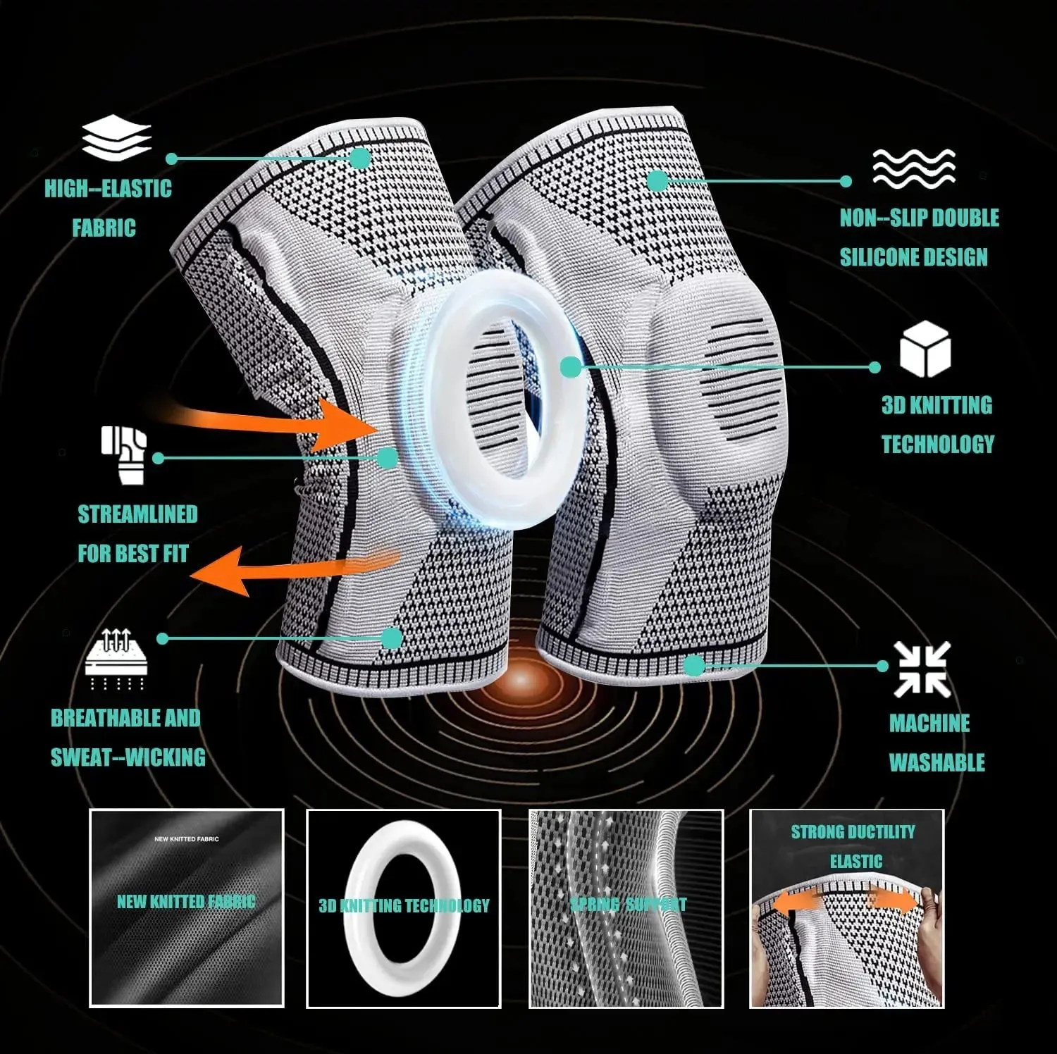 Breathable Silicone Knee Guards for Outdoor Sports