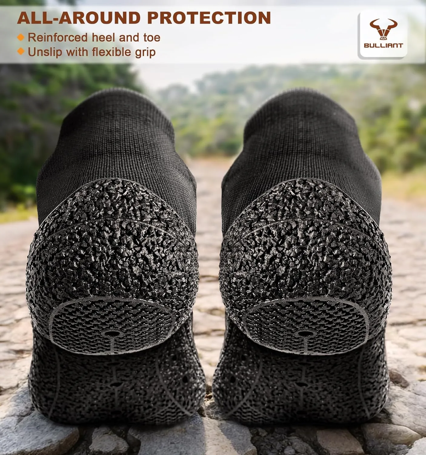 BULLIANT Men Slipper Socks,Grip Socks Hiking Water Shoes Barefoot Shoes for Outdoor Walking Exercises