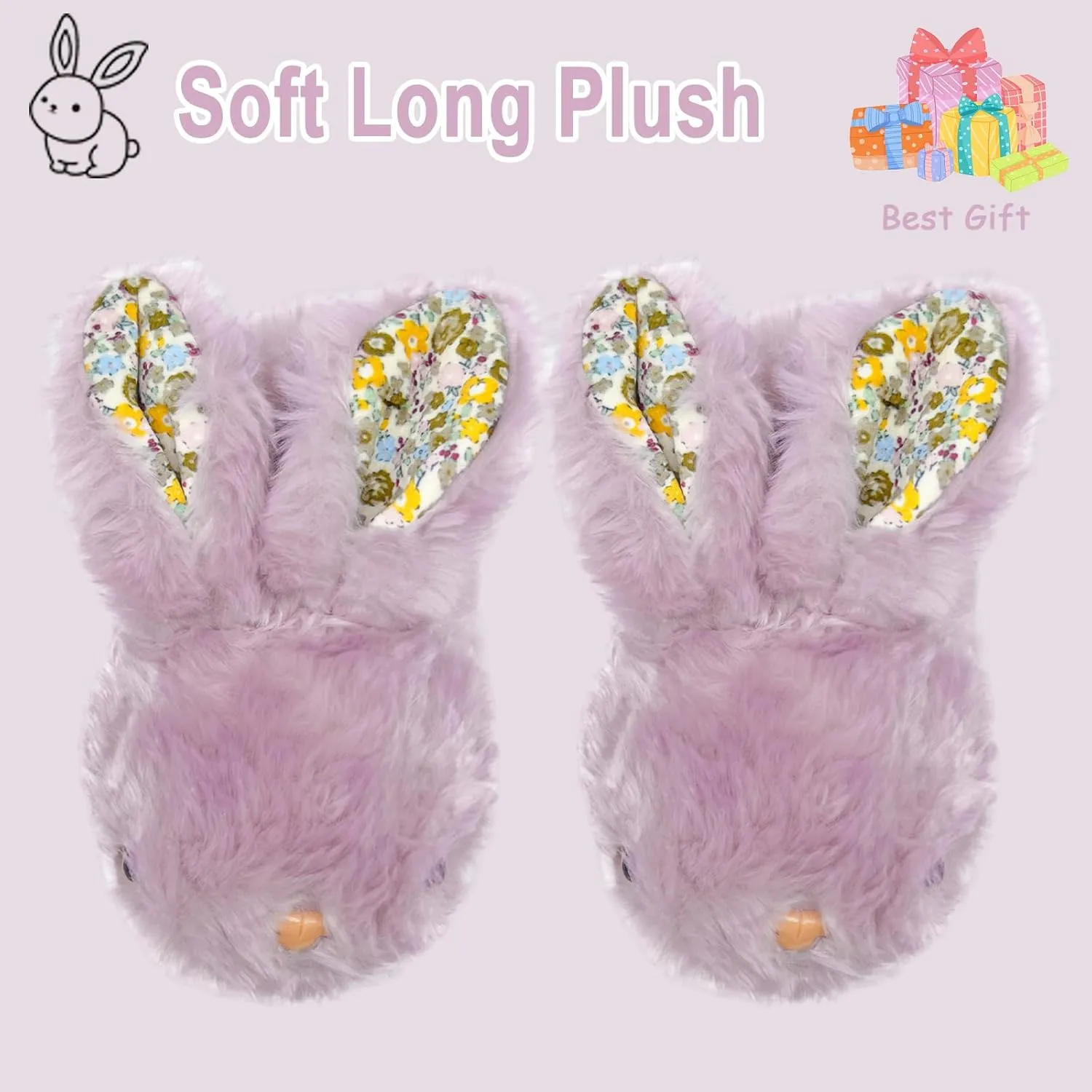 Bunny Slippers for Women, Cute Animal Fluffy Slippers Fuzzy House Shoes Plush Warm Winter Slippers Rabbit Home Bedroom Shoes Indoor & Outdoor