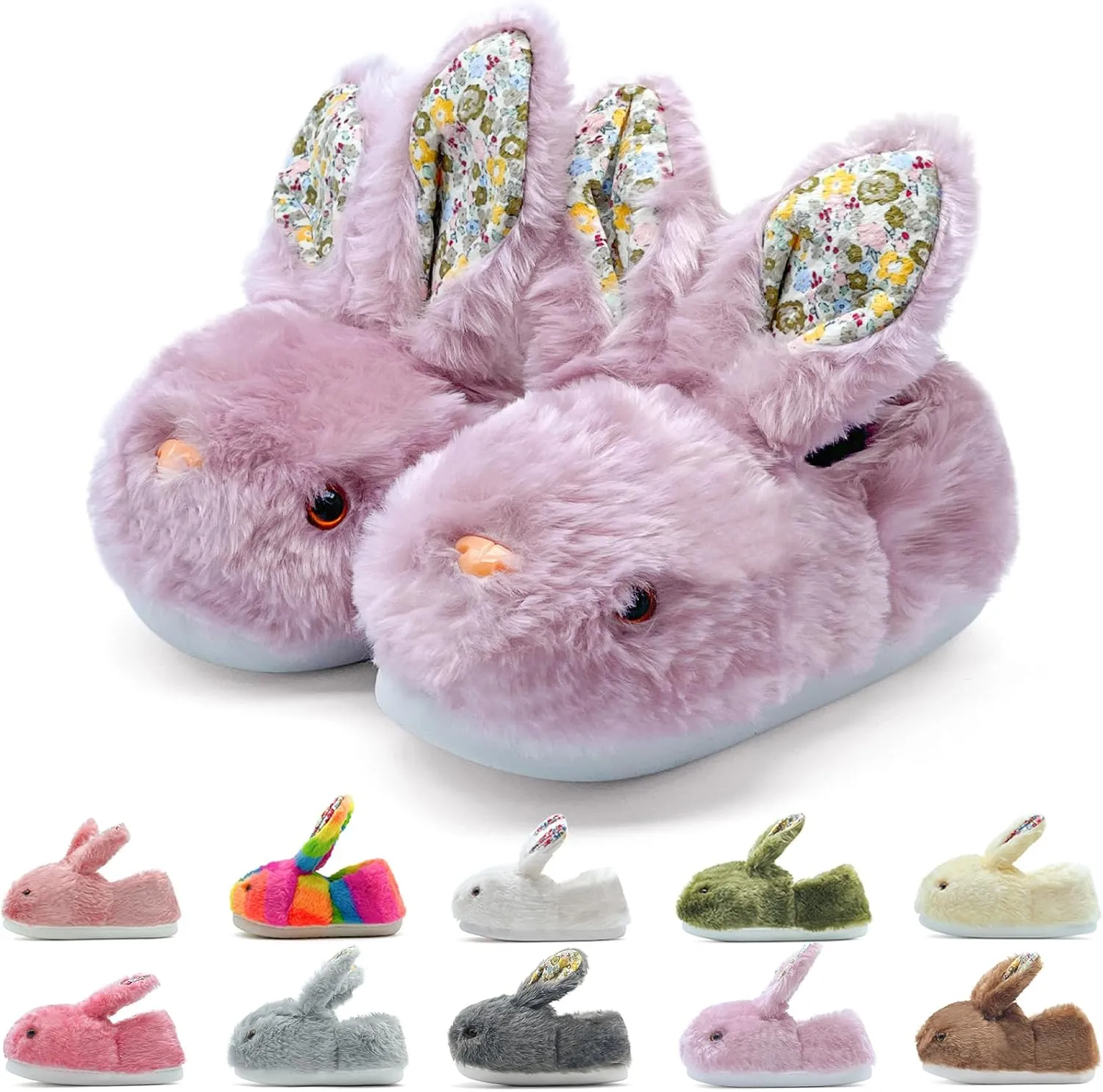 Bunny Slippers for Women, Cute Animal Fluffy Slippers Fuzzy House Shoes Plush Warm Winter Slippers Rabbit Home Bedroom Shoes Indoor & Outdoor