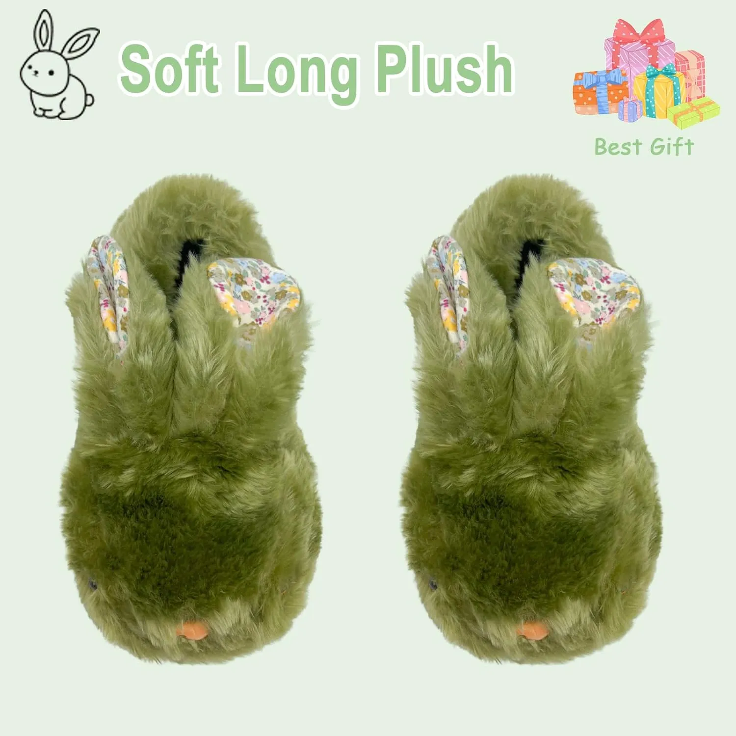 Bunny Slippers for Women, Cute Animal Fluffy Slippers Fuzzy House Shoes Plush Warm Winter Slippers Rabbit Home Bedroom Shoes Indoor & Outdoor