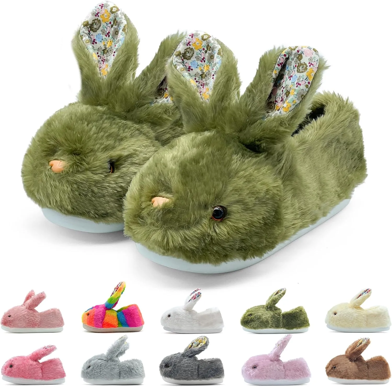 Bunny Slippers for Women, Cute Animal Fluffy Slippers Fuzzy House Shoes Plush Warm Winter Slippers Rabbit Home Bedroom Shoes Indoor & Outdoor
