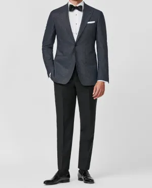 Cerruti Navy & Silver Wool Lurex Blend Jacquard with Micro Pattern