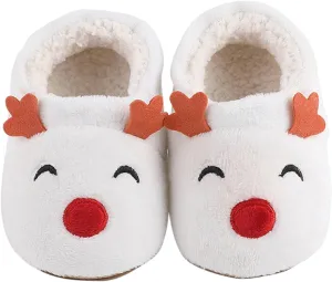 Christmas Toddler Baby Cotton Knit Plush Booties Soft Santa Winter Fall Warm Slippers Snow Boots for Boys Girls