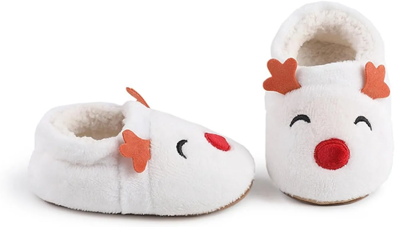 Christmas Toddler Baby Cotton Knit Plush Booties Soft Santa Winter Fall Warm Slippers Snow Boots for Boys Girls