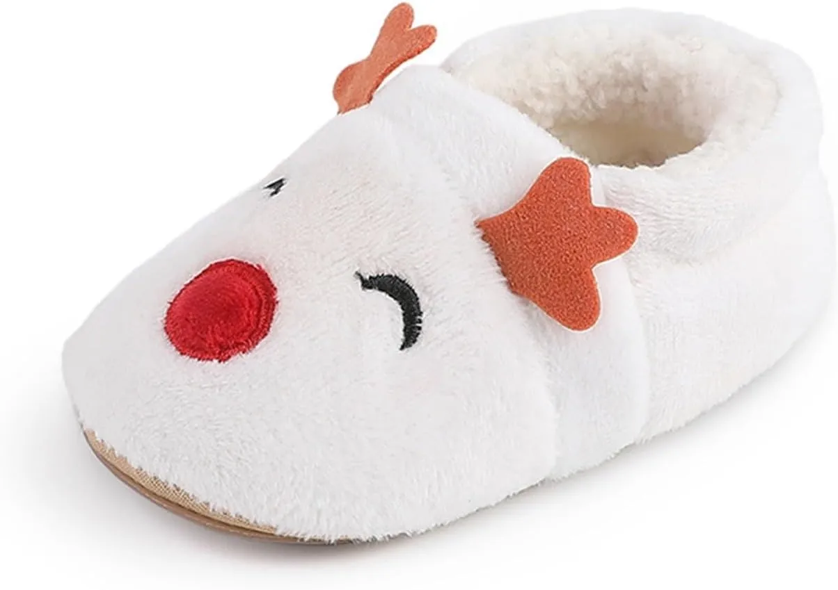 Christmas Toddler Baby Cotton Knit Plush Booties Soft Santa Winter Fall Warm Slippers Snow Boots for Boys Girls
