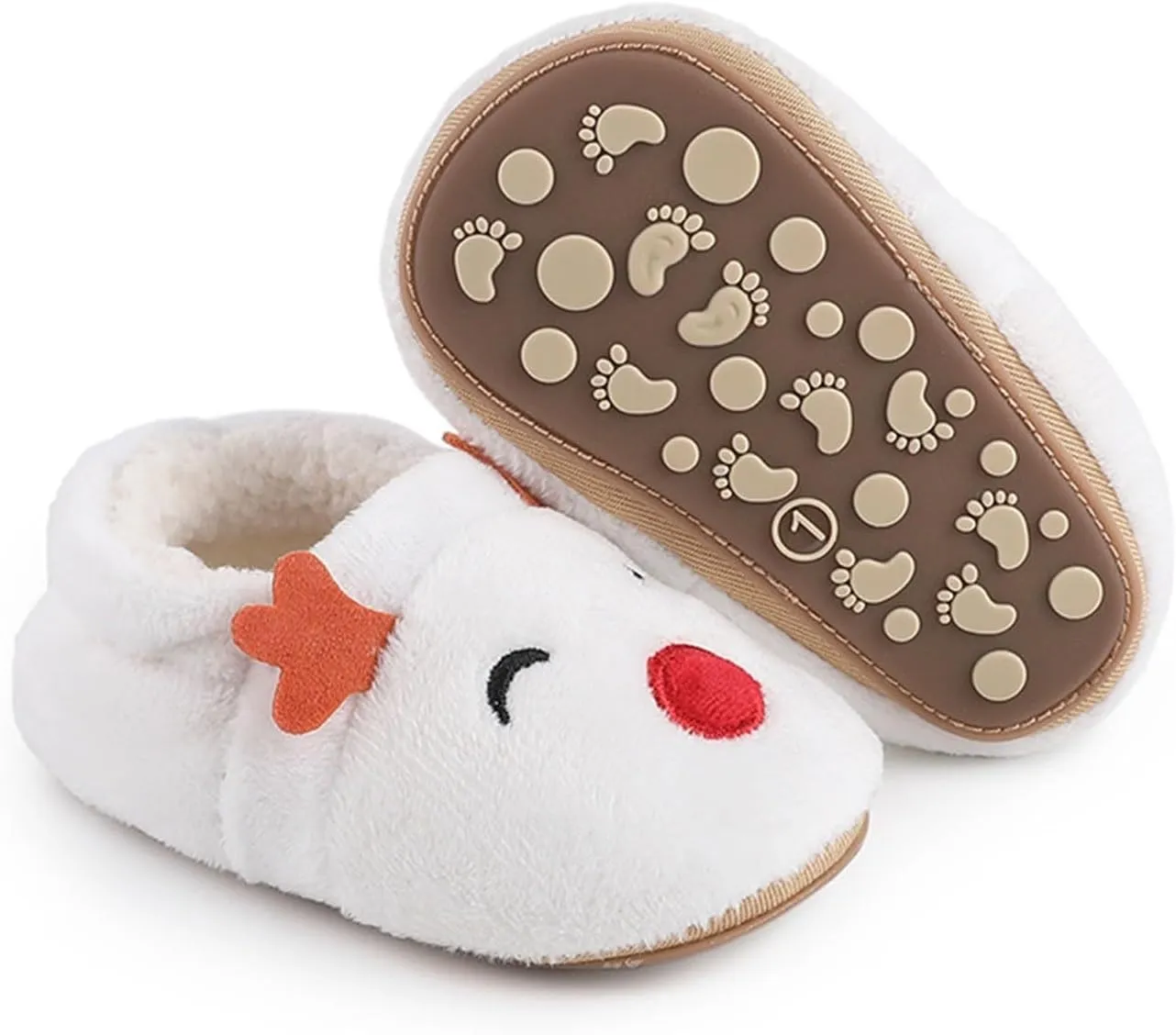 Christmas Toddler Baby Cotton Knit Plush Booties Soft Santa Winter Fall Warm Slippers Snow Boots for Boys Girls