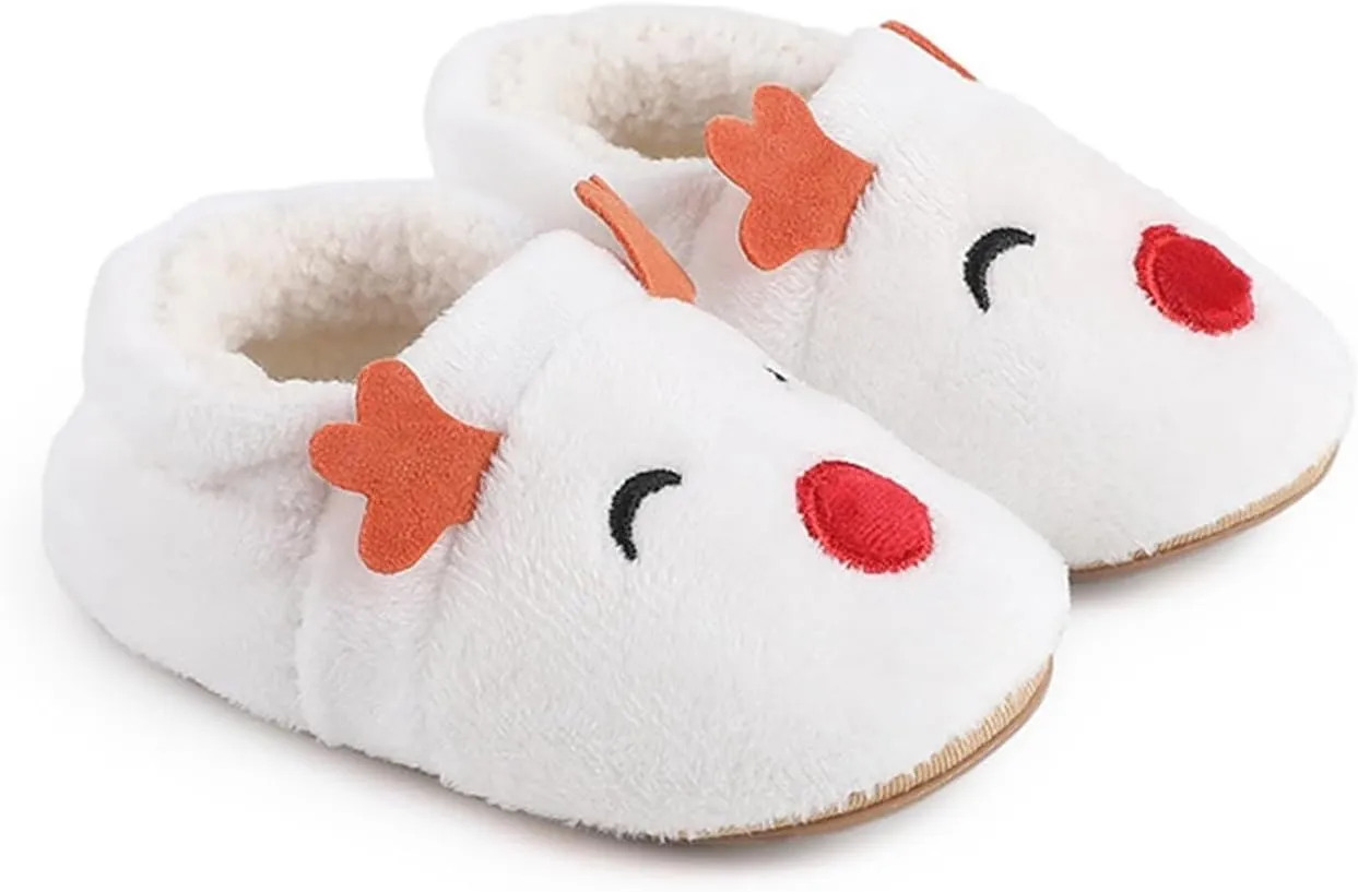 Christmas Toddler Baby Cotton Knit Plush Booties Soft Santa Winter Fall Warm Slippers Snow Boots for Boys Girls