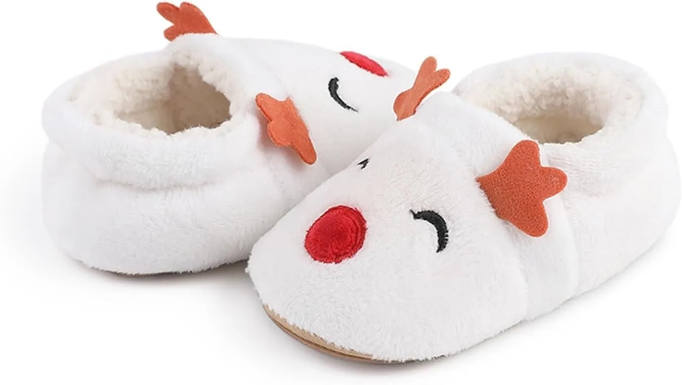 Christmas Toddler Baby Cotton Knit Plush Booties Soft Santa Winter Fall Warm Slippers Snow Boots for Boys Girls