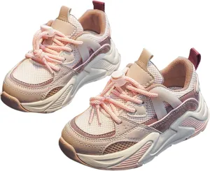 Chunky Sneakers for Toddler Kids Lace Up Sneakers Platform Comfortable Leather Casual Softy Sole Mesh Dad Shoes