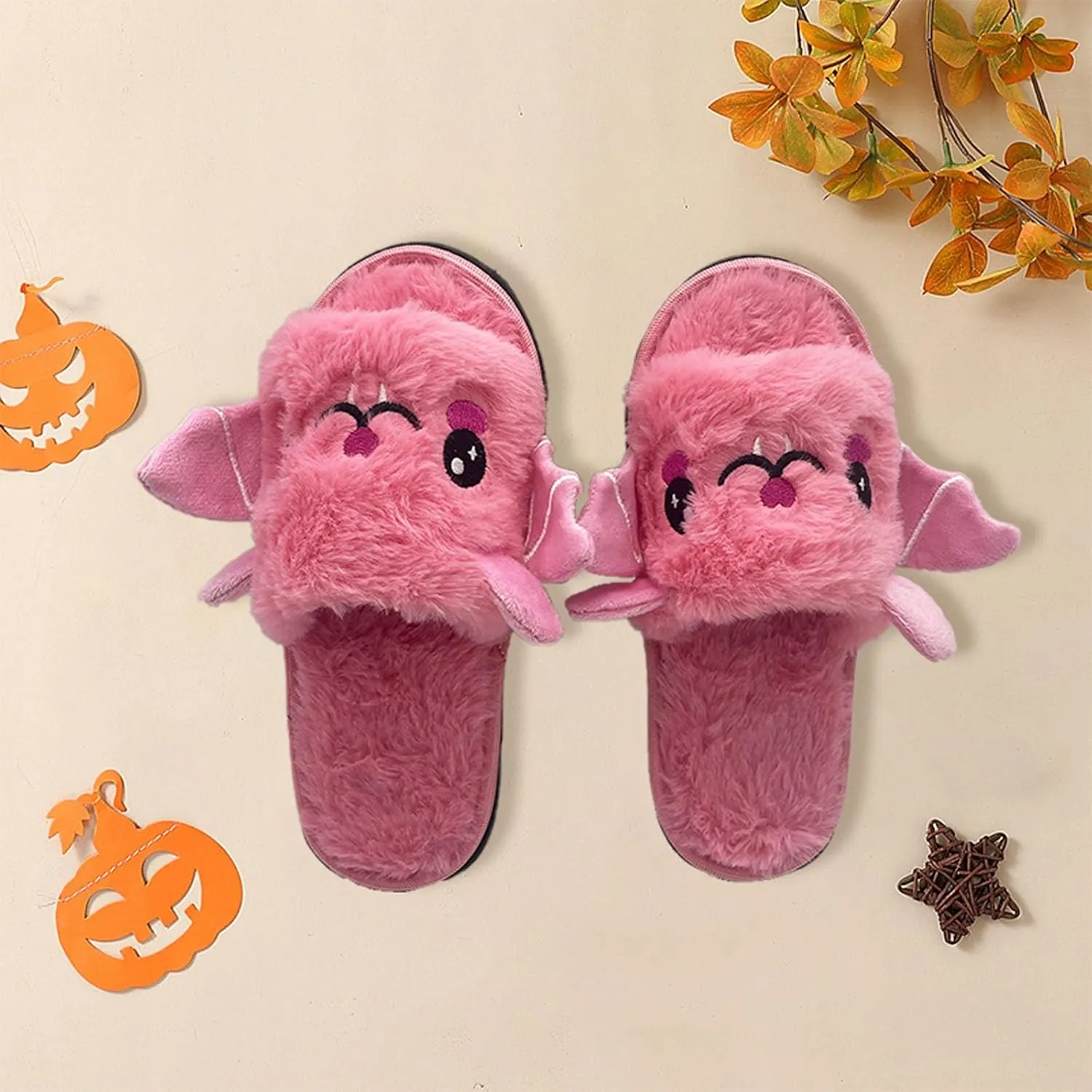 Cute House Kid Boys Girls Slippers Cute Bat Plush Slippers Halloween Party Indoor And Outdoor Girl Slide Sandals