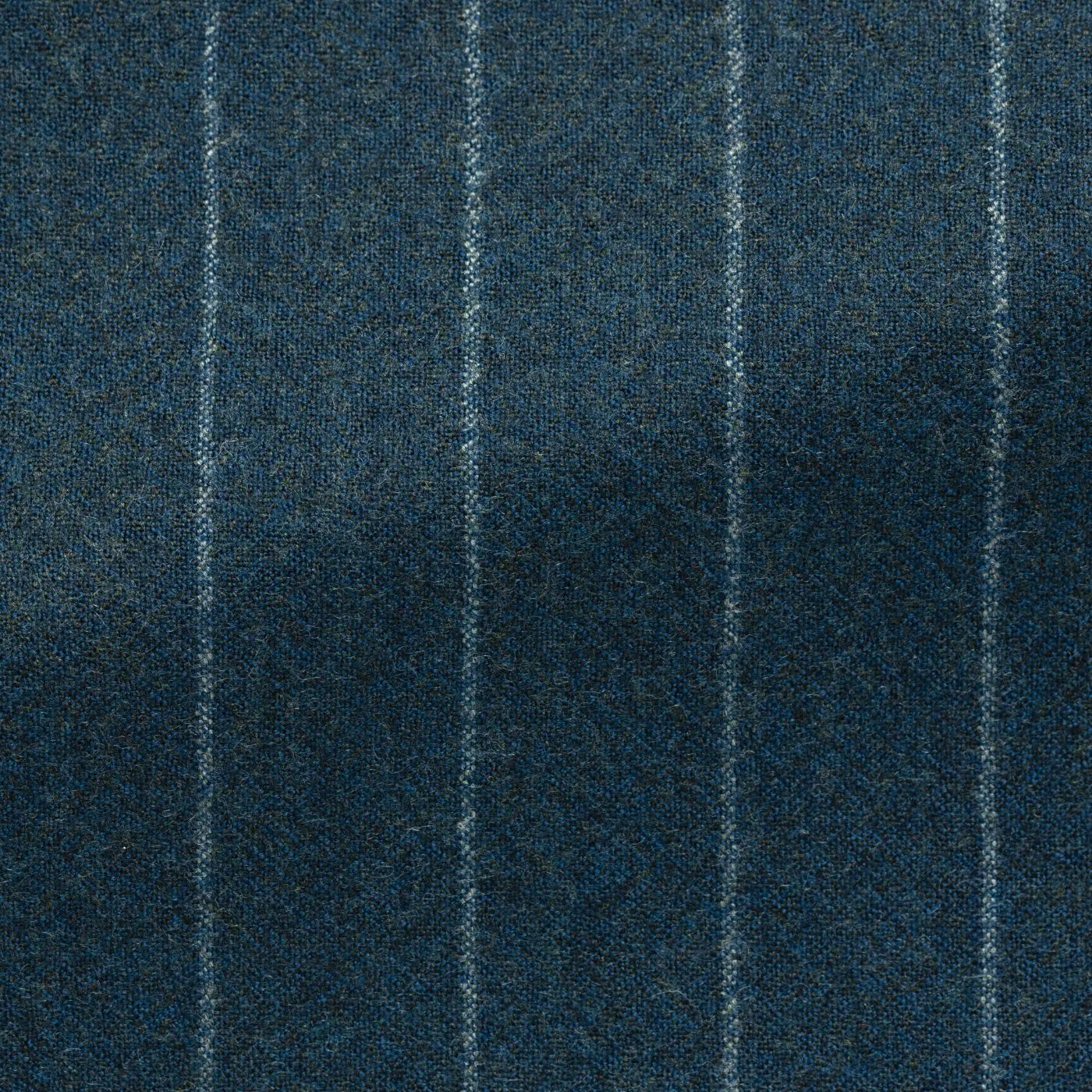 Drago Petrol Natural Bi Stretch S130 Wool Flannel with Chalk Stripe