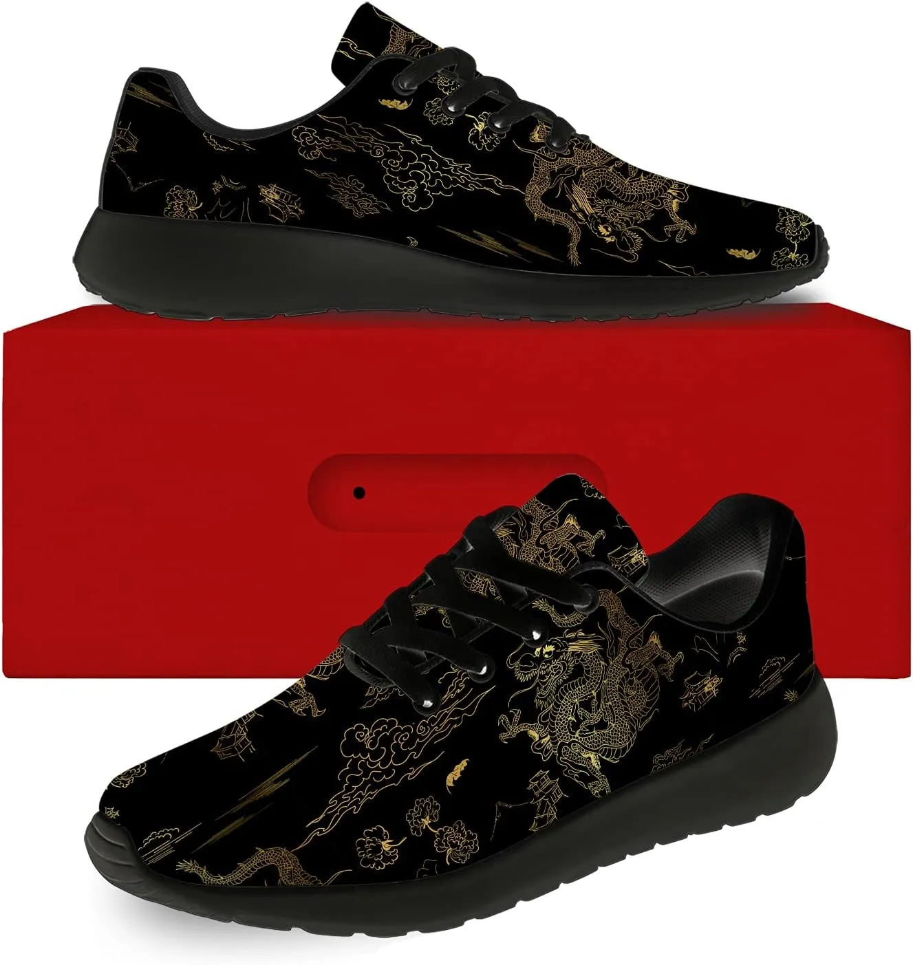 Dragon Print Shoes for Men Women Lightweight Comfort Running Tennis Walking Sneakers