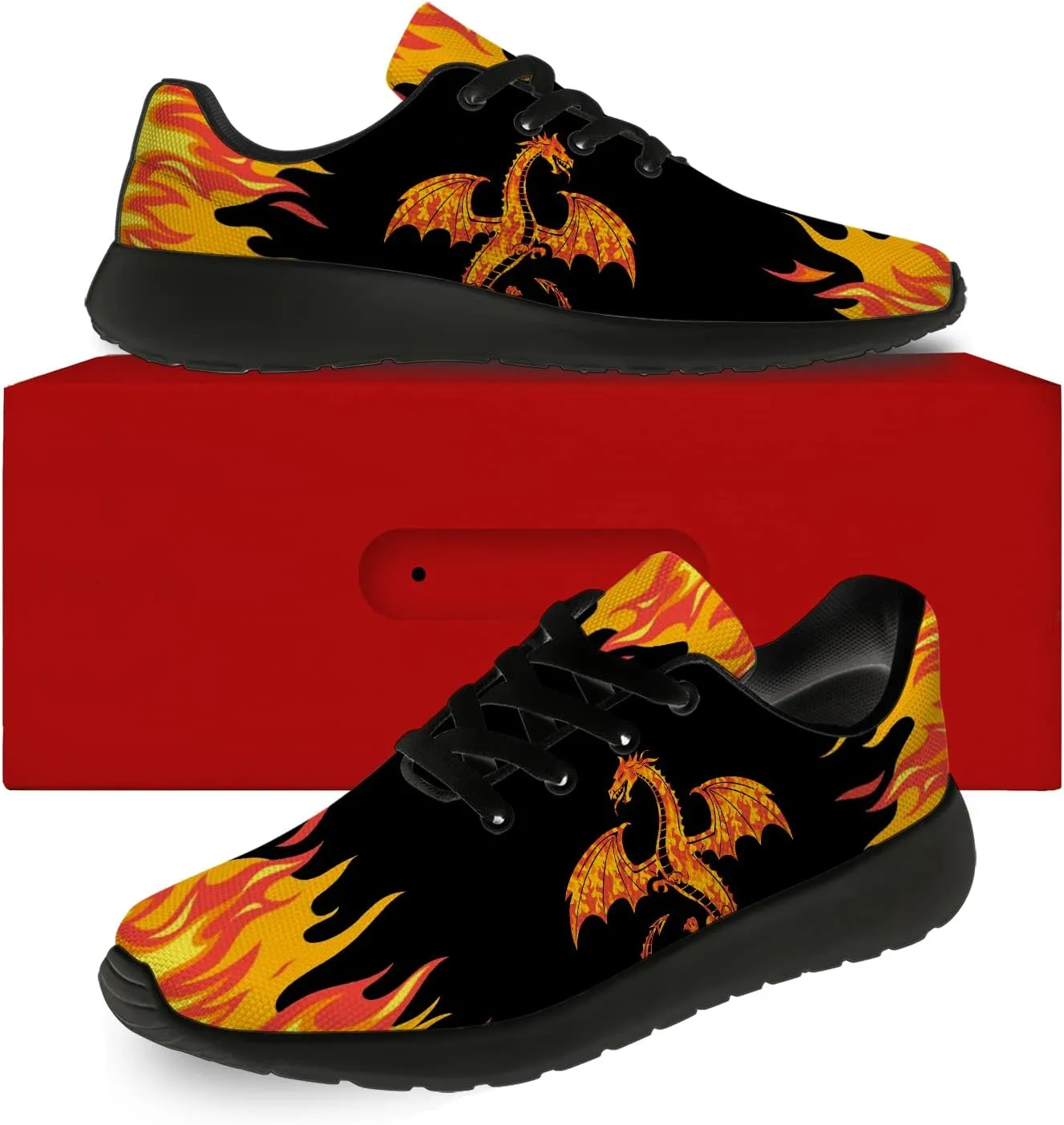 Dragon Print Shoes for Men Women Lightweight Comfort Running Tennis Walking Sneakers