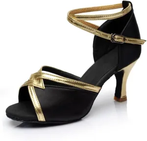 Dress First Dance Shoes Latin Shoes Ballroom Dance Shoes Hollow-Out High Heel Sandals Cross Strap Satin Indoor Dancing Shoes with Buckle, 2.76" Dress First Dance Shoes Latin Shoes Ballroom Dance Shoes Hollow-Out High Heel Sandals Cross Strap Satin Indoor Dancing Shoes with Buckle, 2.76"