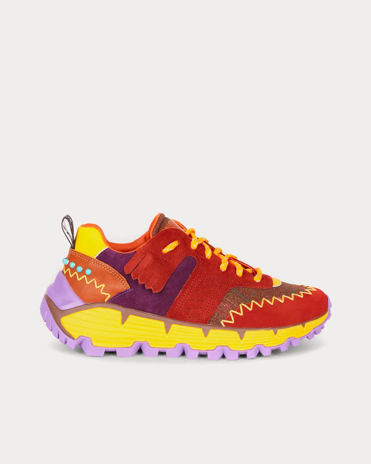 Earthbeat Jacquard & Paisley Details Orange Low Top Sneakers