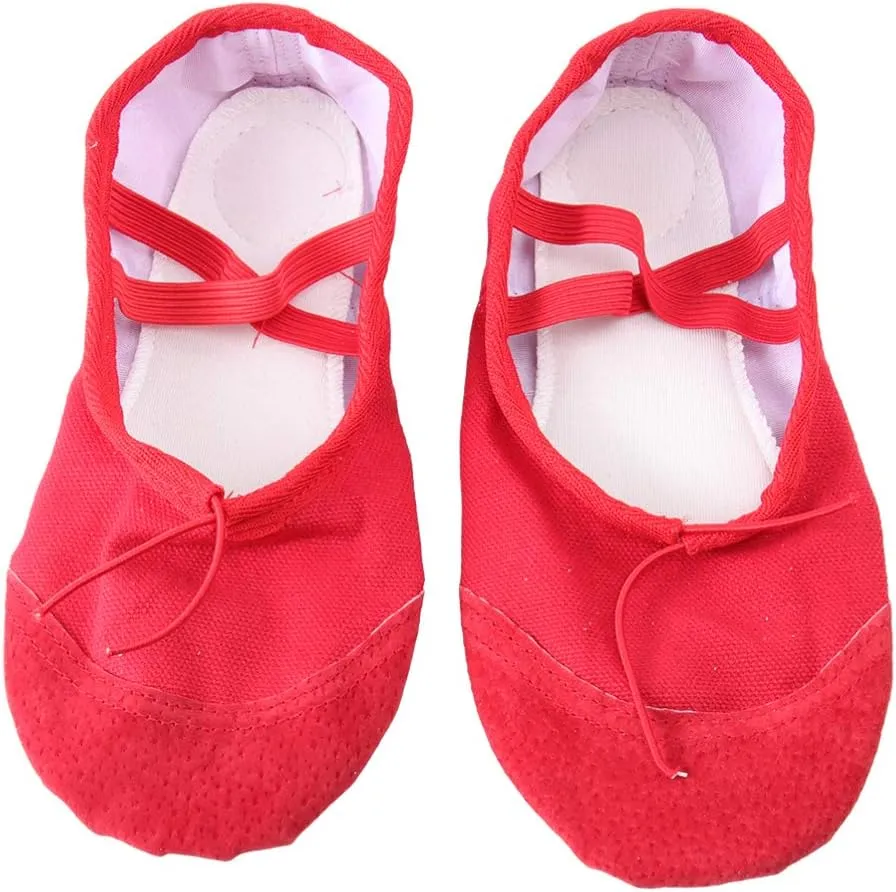 EXCEART 1 Pair Yoga Shoes Girls Socks Girls Flat Shoes Dress Flats for Women Ballet Dance Slipper Girls Kids Ballet Shoes Toe Shoes Ballet Jazz Shoes Dancing Shoes Child Red Soft
