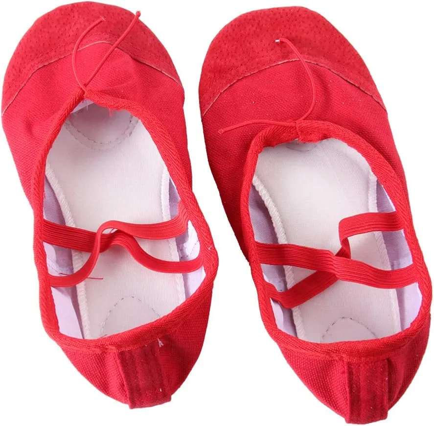 EXCEART 1 Pair Yoga Shoes Girls Socks Girls Flat Shoes Dress Flats for Women Ballet Dance Slipper Girls Kids Ballet Shoes Toe Shoes Ballet Jazz Shoes Dancing Shoes Child Red Soft