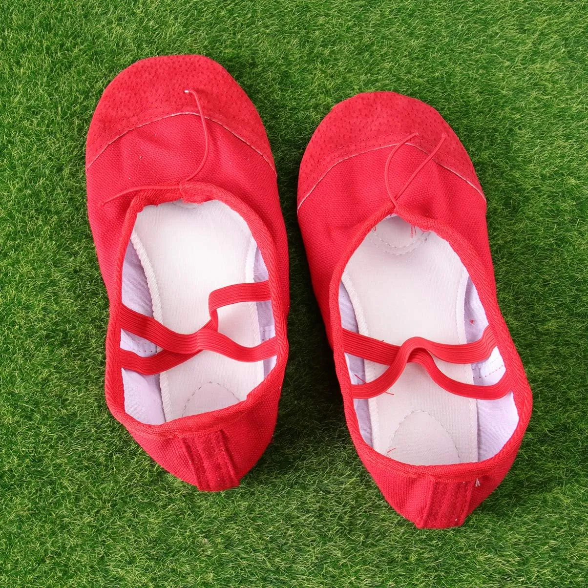 EXCEART 1 Pair Yoga Shoes Girls Socks Girls Flat Shoes Dress Flats for Women Ballet Dance Slipper Girls Kids Ballet Shoes Toe Shoes Ballet Jazz Shoes Dancing Shoes Child Red Soft