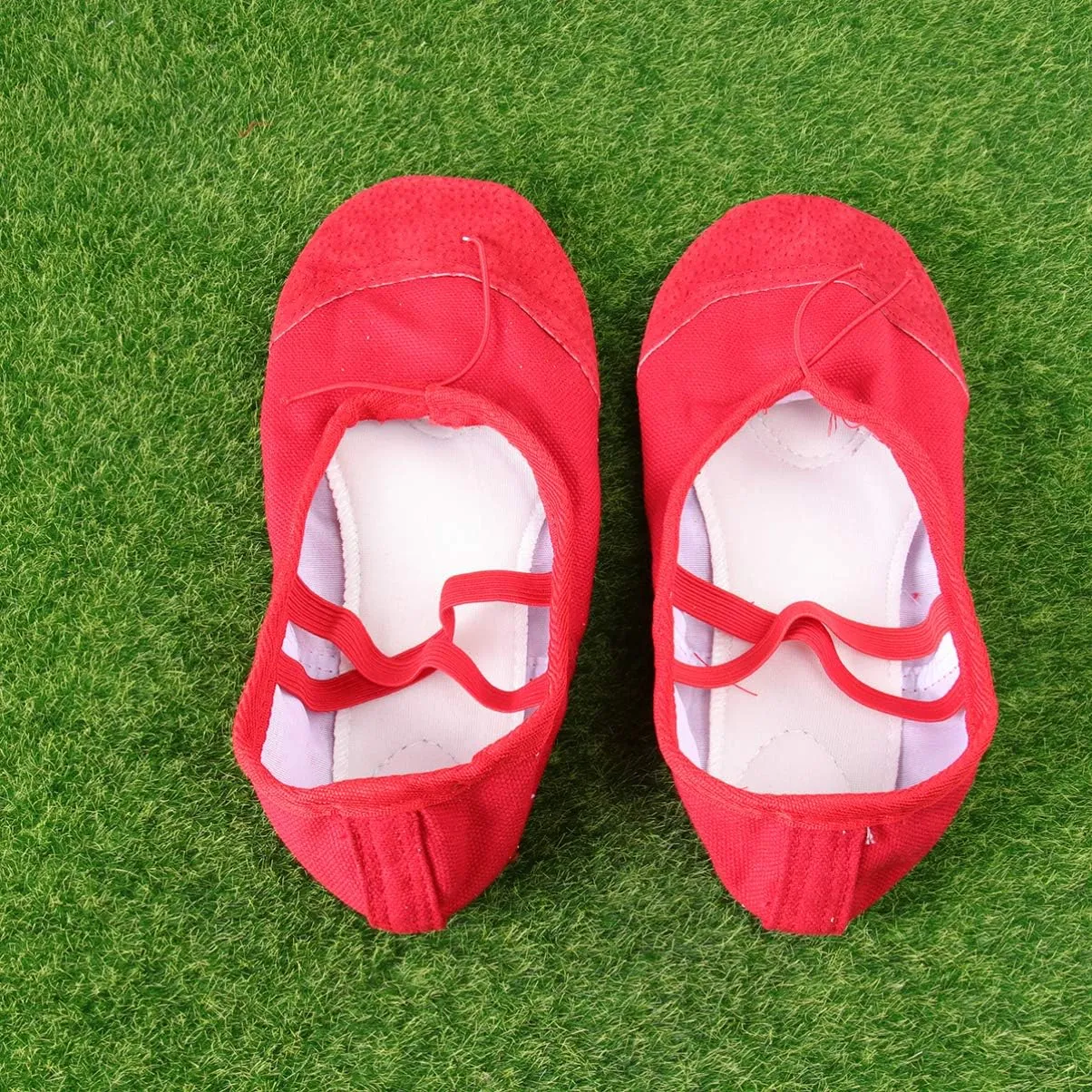 EXCEART 1 Pair Yoga Shoes Girls Socks Girls Flat Shoes Dress Flats for Women Ballet Dance Slipper Girls Kids Ballet Shoes Toe Shoes Ballet Jazz Shoes Dancing Shoes Child Red Soft