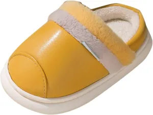 Fashion Cute Autumn and Winter Boys and Girls Slippers Flat Bottom Round Toe Soft Warm and Comfortable Solid with 6