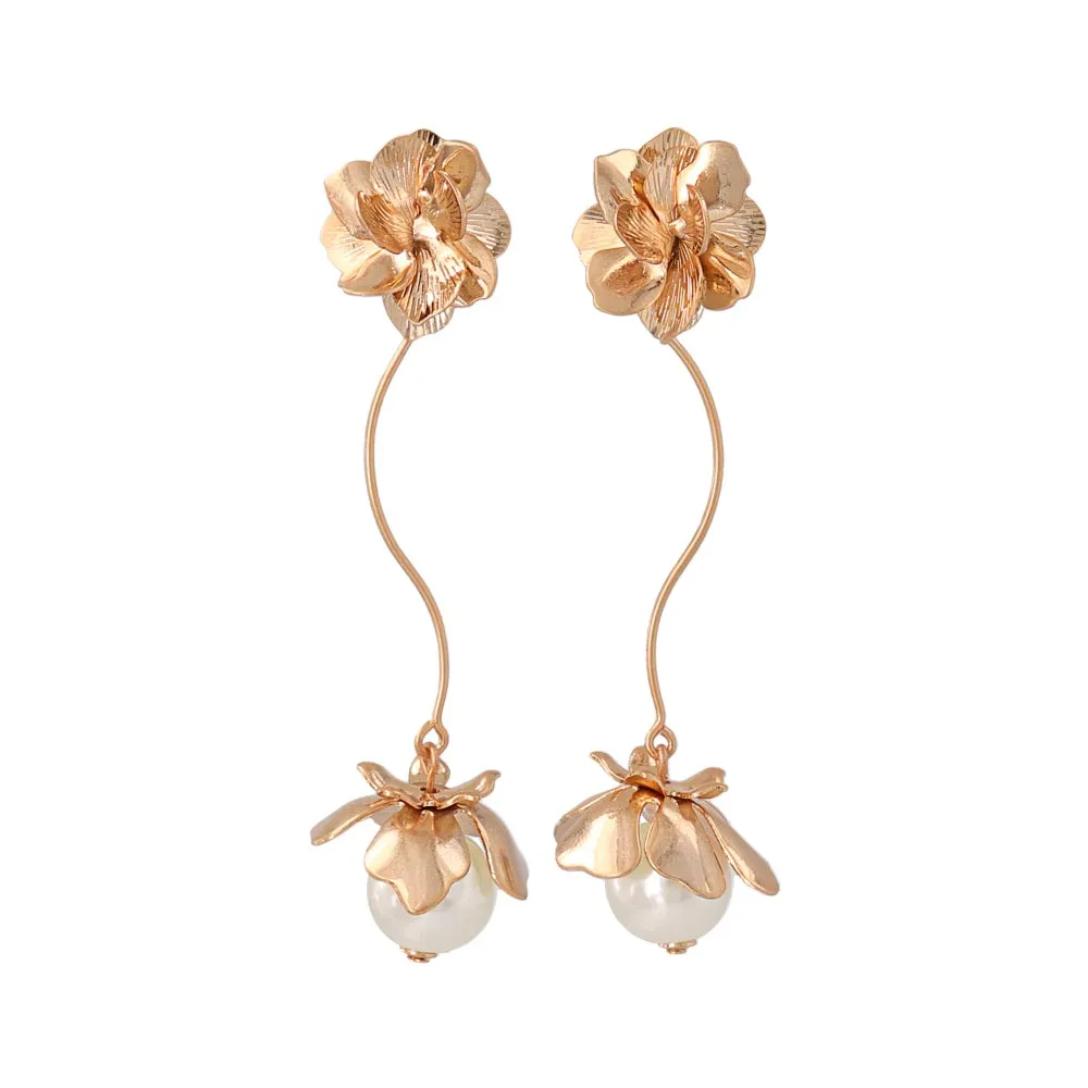 Flower Pearl Linear Clip Ons