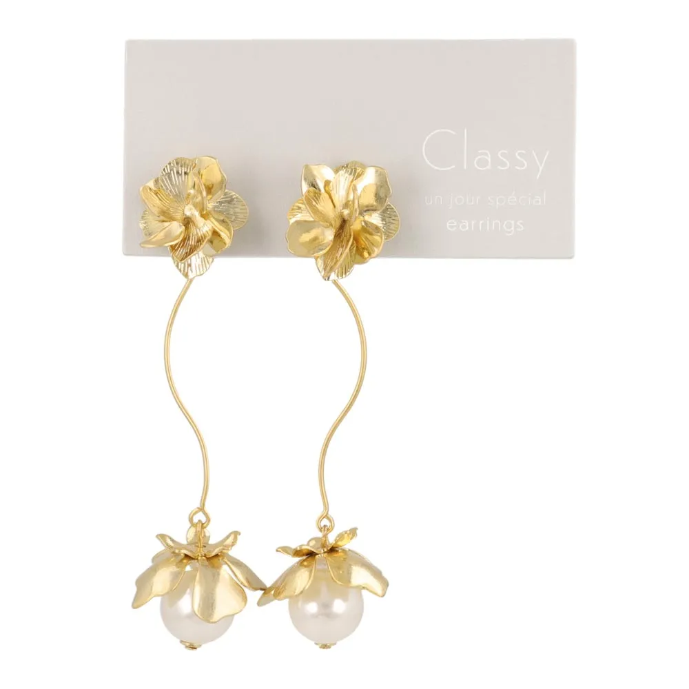 Flower Pearl Linear Clip Ons
