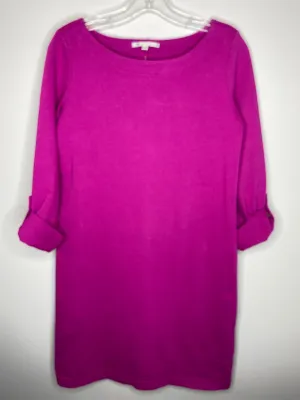 Gap Size XS Knit Boat-Neck Dress w/Roll-Tab Sleeves, NWT (in magenta & navy blue)