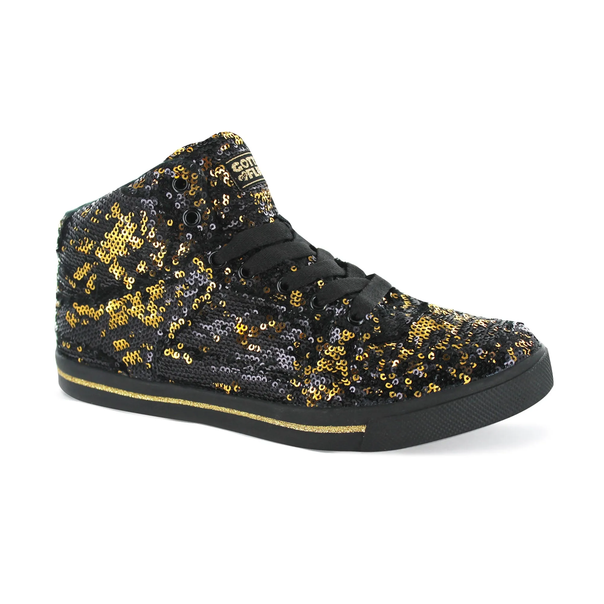 Gotta Flurt Women's Hip Hop II Black/Gold Sequin Hip Hop Fashion Dance Sneaker