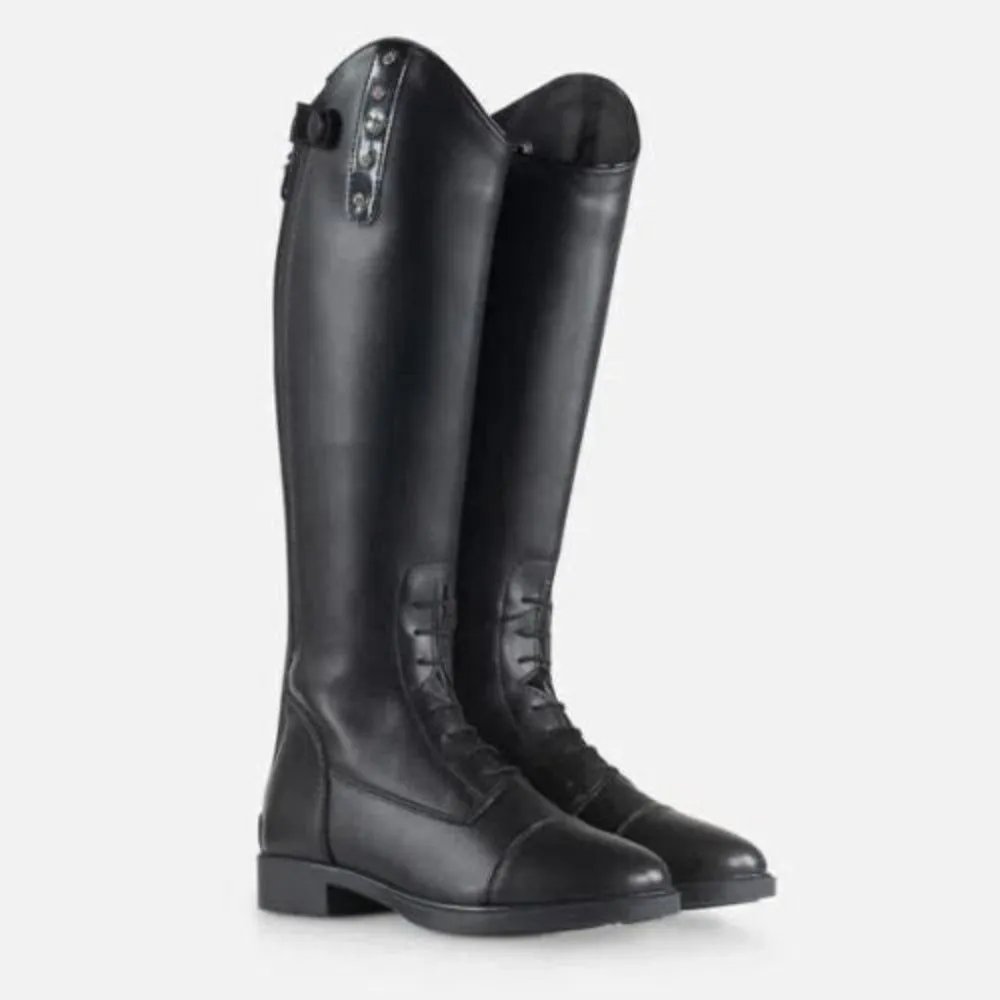 Horze Youth Black Milly Tall Field English Riding Horse Boots w/ Crystals