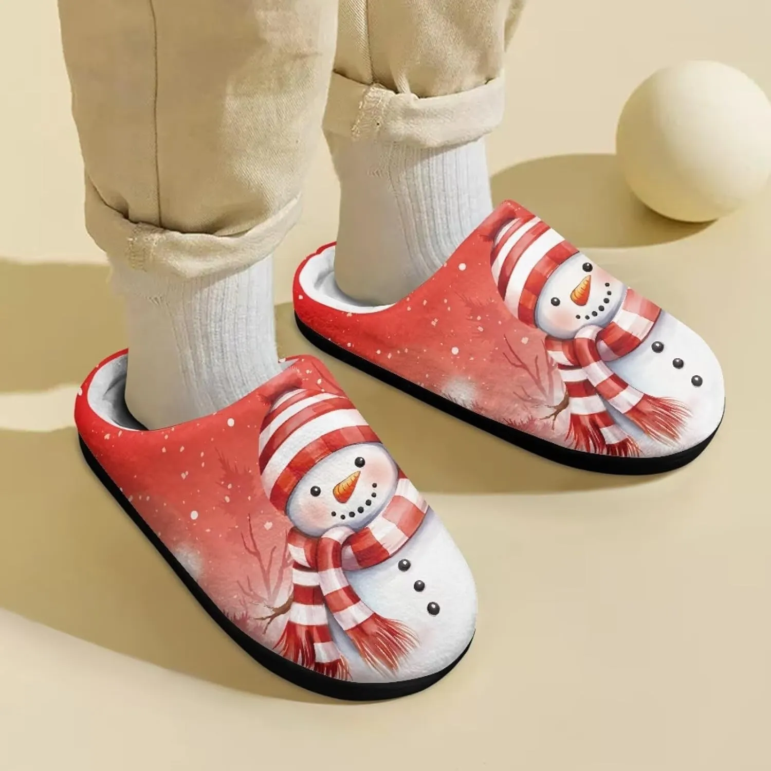 Howilath Boys Slippers, Snowman Pattern Non-Slip Kids Slippers for Kids Indoor Outdoor Children Slippers