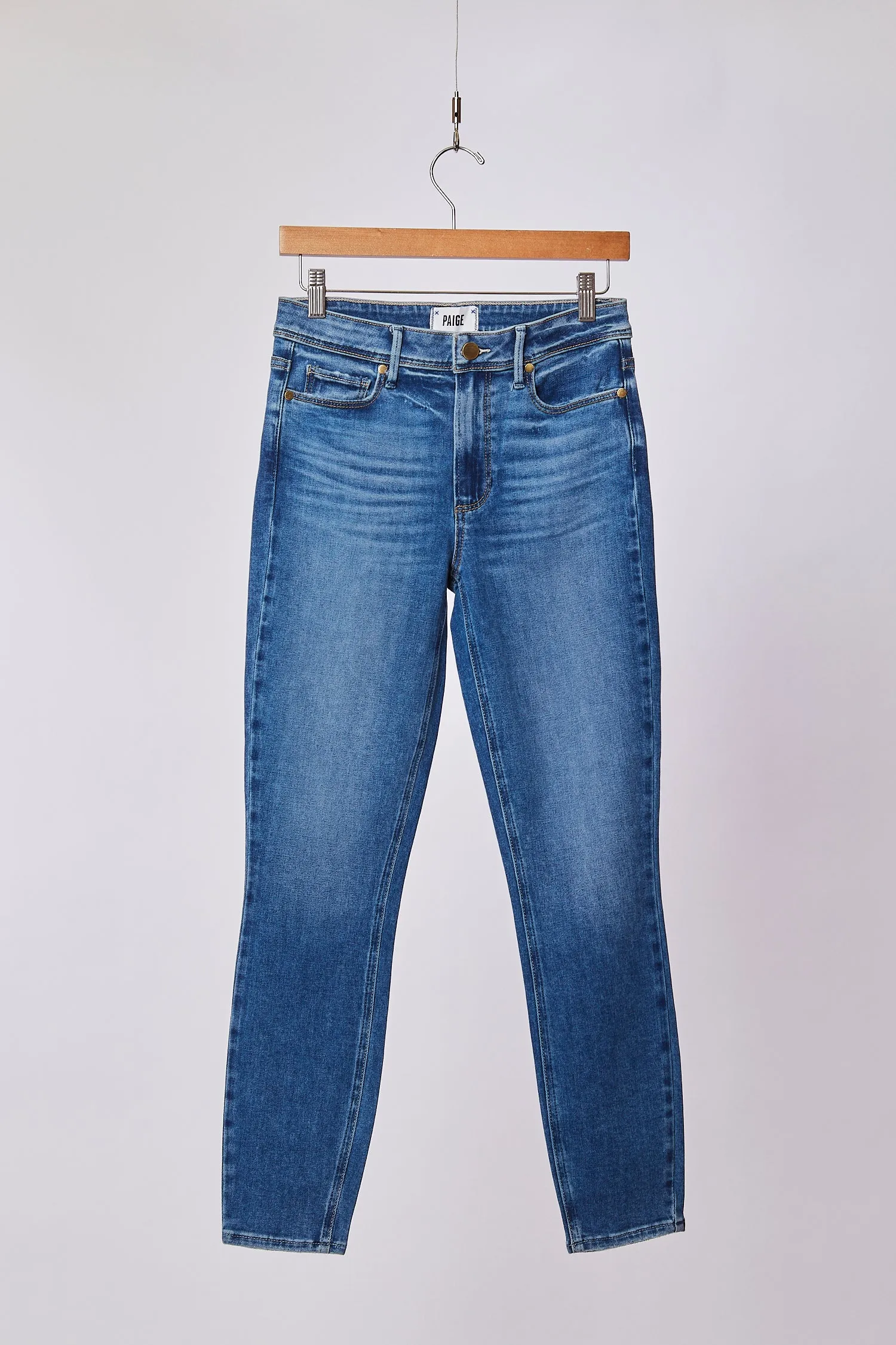 HOXTON ANKLE SKINNY GOLD BUTTON MED WASH