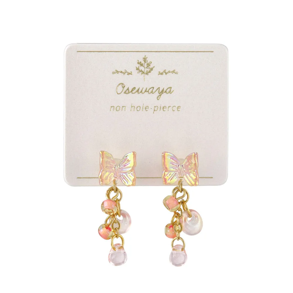 Iridescent Butterfly Cluster Drop Invisible Clip Ons