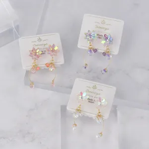 Iridescent Flower Stick Drop Invisible Clip Ons