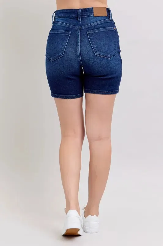 Judy Blue High Waist V-Front Bermuda In Dark Wash