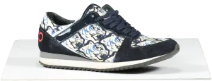 Kenzo Blue Crosta Navy Tiger Print Suede Trainers UK 4 EU 37 