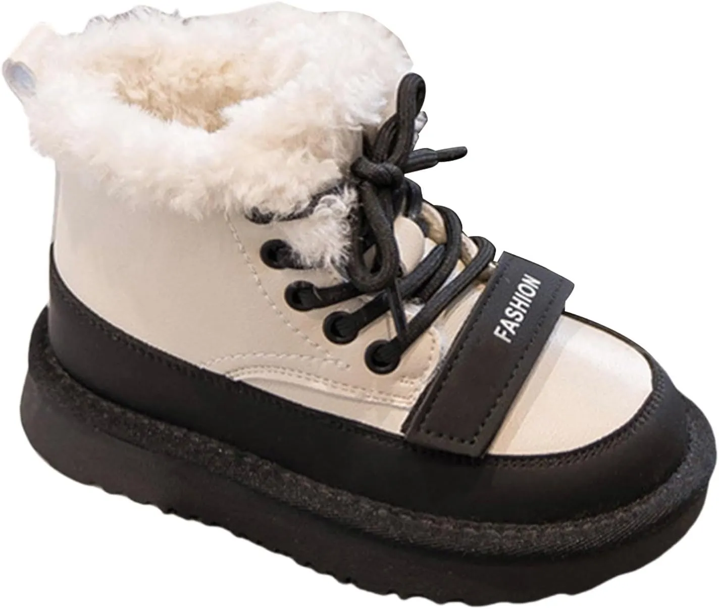 Kids Girls Fleece Winter Boots Lace-up Soft Rubber Bottom Vintage Plush Warm Comfortable Snow Cute Girl Winter Boots