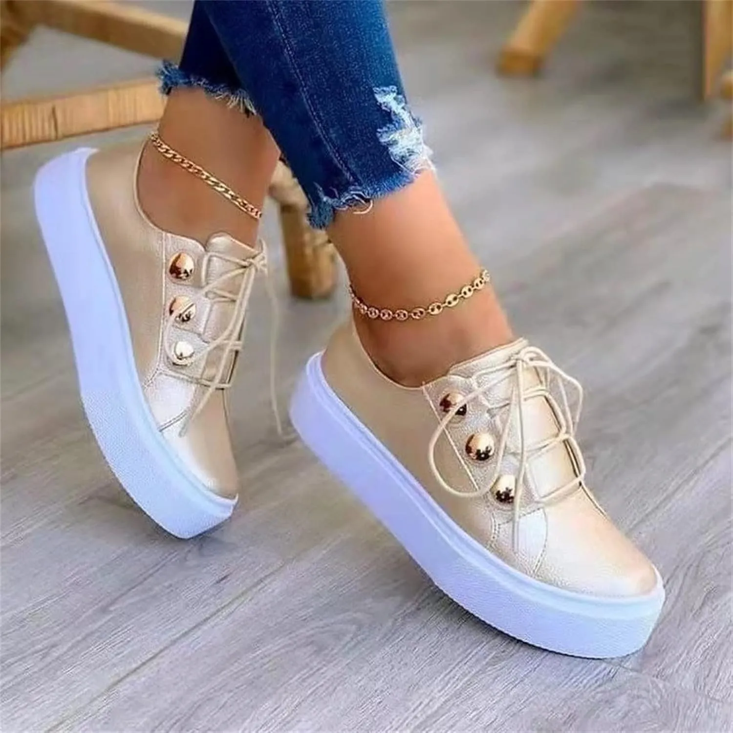 Ladmiple Shoes For Women Sneakers Slip Ons Memory Foam Comfort Walking Shoes Fashion Casual Summer Platform Flats Loafer