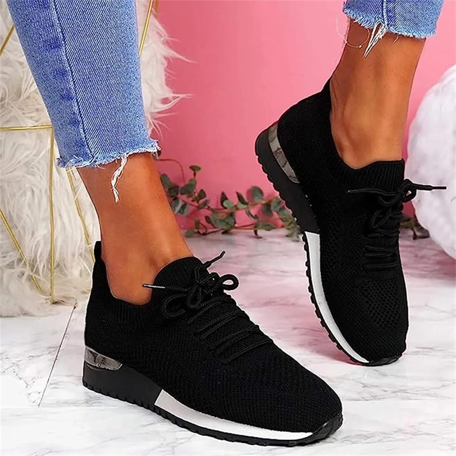 Ladmiple Walking Sneakers For Women Wide Width Tennis Shoes Slip On Memory Foam Non Slip Athletic Running Gym Sneakers